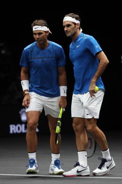 Roger Federer e Rafael Nadal per  una volta uniti in una stessa squadra: succede nel doppio della Laver Cup, in corso a Praga